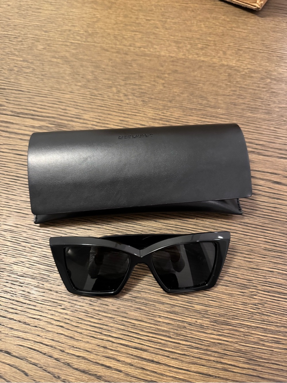 Saint Laurent Black Cat-Eye Sunglasses with Case